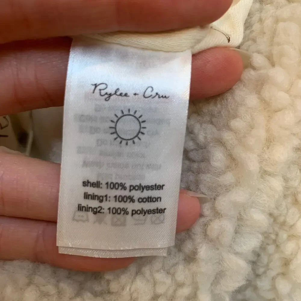 BNWT Rylee + Cru Sherpa Hooded Footy Jumpsuit | Cream | 12-18 months